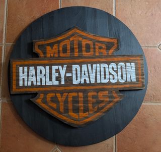 Cartel Harley-Davidson madera