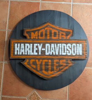 Cartel Harley-Davidson madera