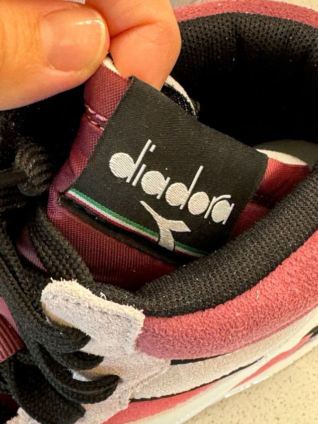 Sneakers alte Diadora rosa e bianche