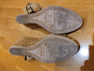 Sandalias cuña esparto beige