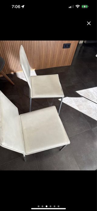 2 Sillas Comedor Blancas - Piel Sintética