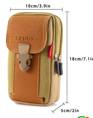 Riñonera deportiva beige y marrón