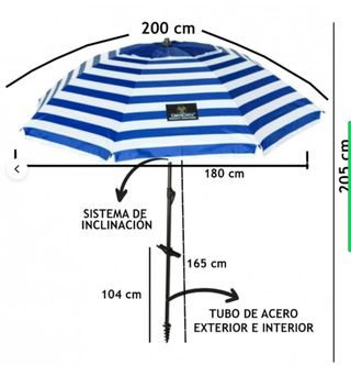 Sombrilla Marinera Rayas azul/blanca Filtro UV
