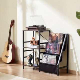 Giradischi a 3 Ripiani con Luce LED Porte USB in