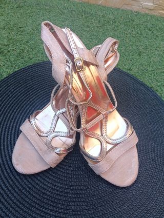 Zapatos fiesta beige/dorado 38