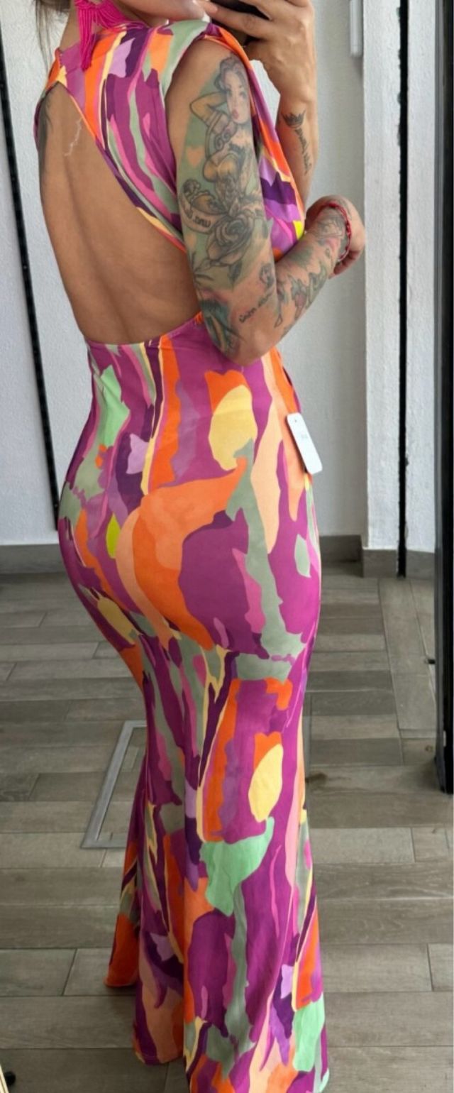 Vestido largo multicolor