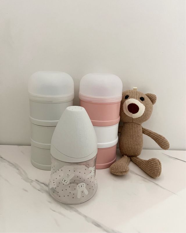 Lote Biberón + 2 dosificadores + peluche