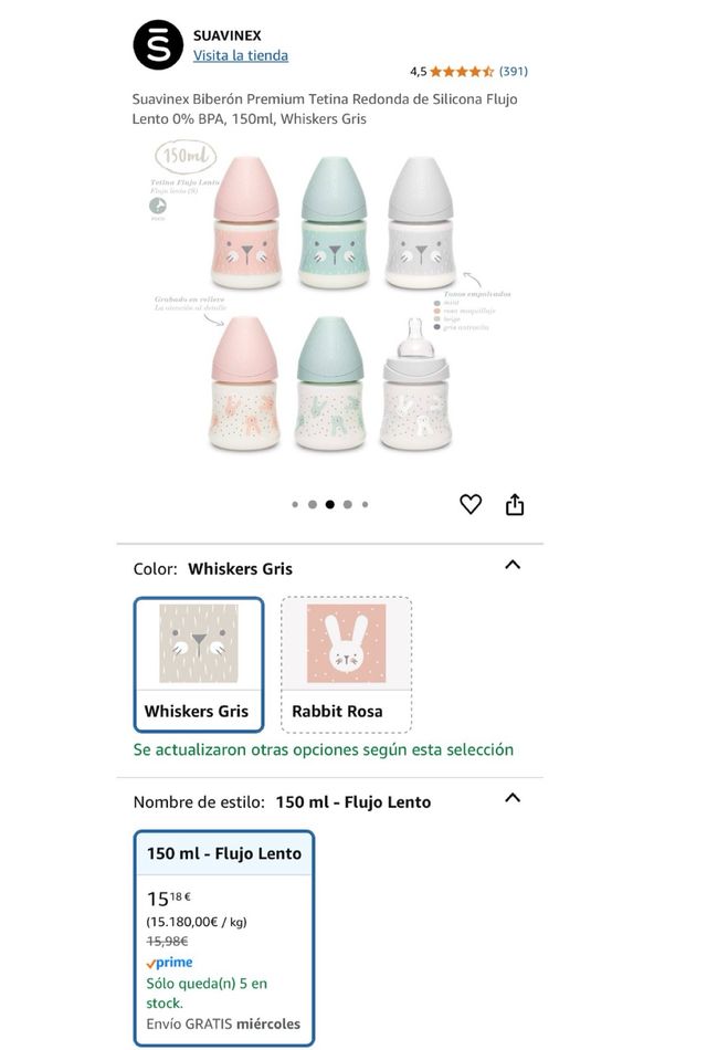 Lote Biberón + 2 dosificadores + peluche