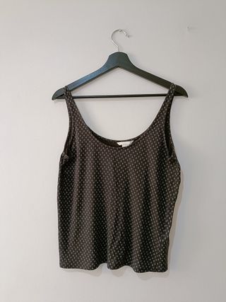 Camiseta de tirantes negra hojas H&M Talla S