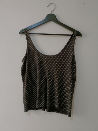 Camiseta de tirantes negra hojas H&M Talla S
