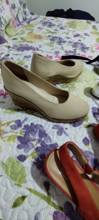 Zapatos cuña beige mujer nº 38