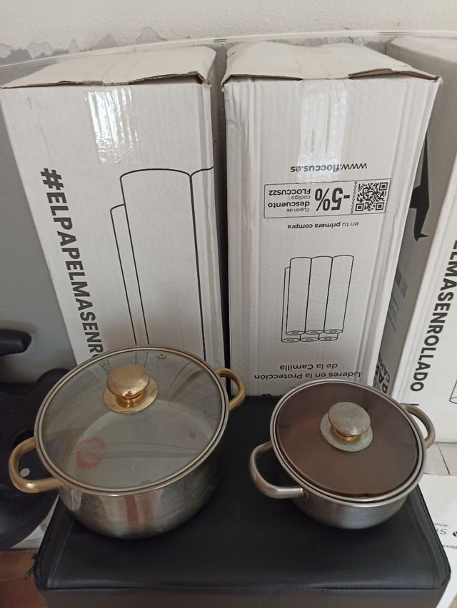 Cazuelas acero inoxidable doradas