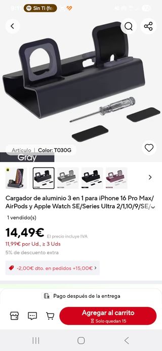 Cargador 3x1 iPhone-Airpods-Watch
