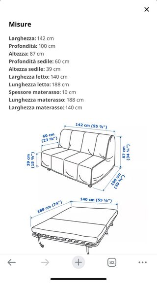 Divano letto Ikea - Beige e Grigio