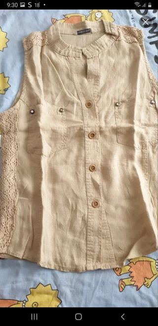 Dos piezas falda y camisa  - Beige y Marrón