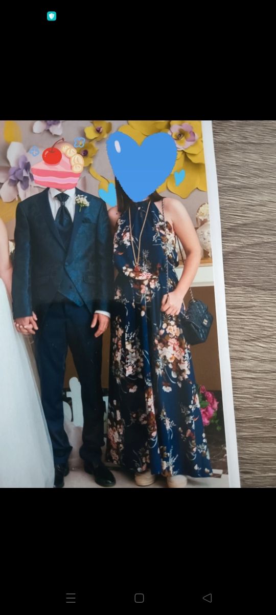 Vestito lungo floreale blu