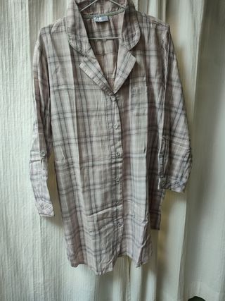 Camisón Etam cuadros beige-rosa