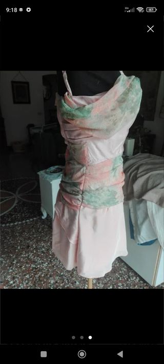 Abito seta rosa e verde