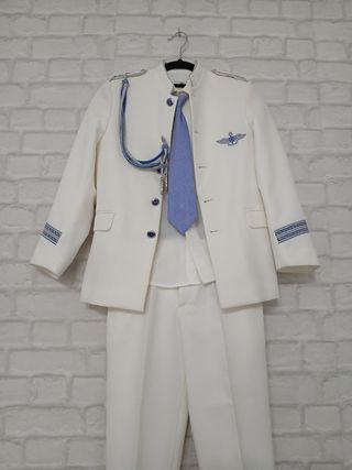 Traje comunión niño, blanco-azul, 8-9 años