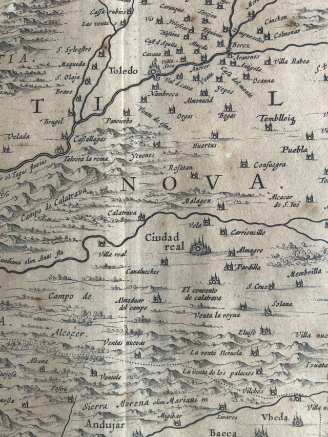 Mapa antiguo Castilla - marco dorado