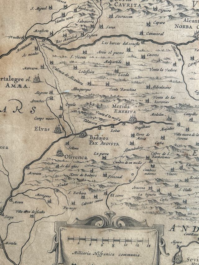 Mapa antiguo Castilla - marco dorado