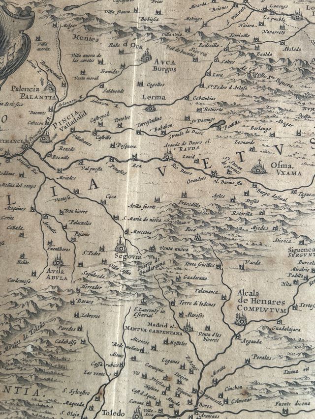 Mapa antiguo Castilla - marco dorado