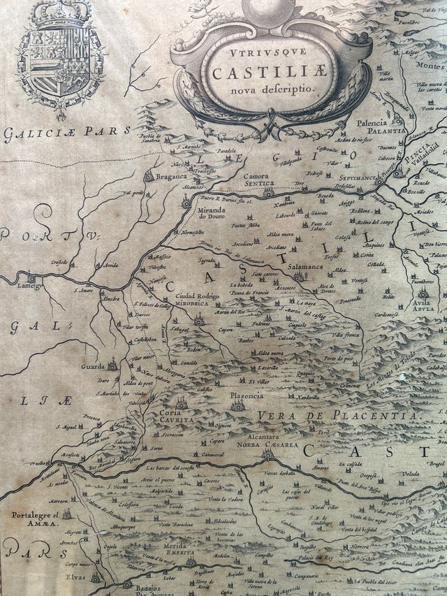 Mapa antiguo Castilla - marco dorado