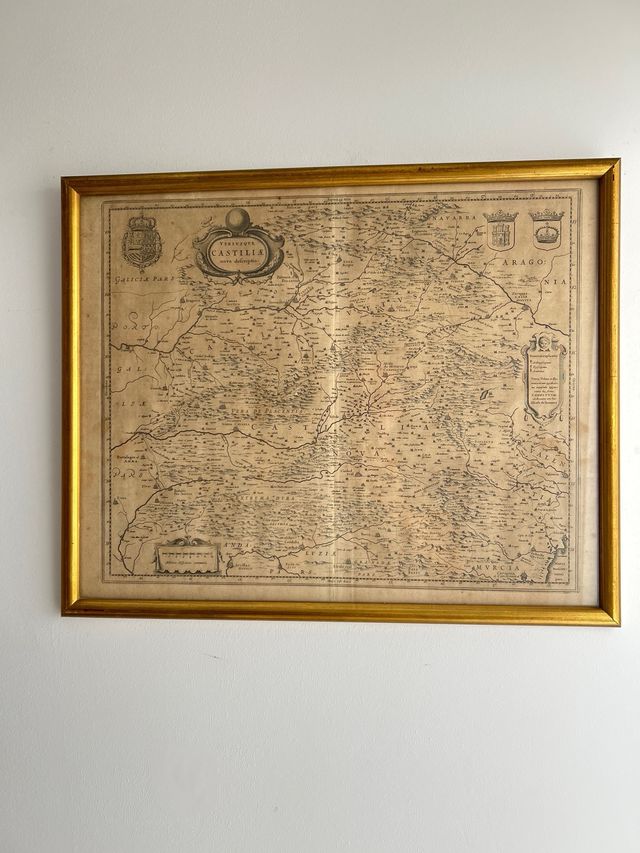 Mapa antiguo Castilla - marco dorado