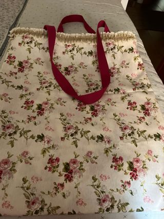 Bolso loneta flores - 55x57cm