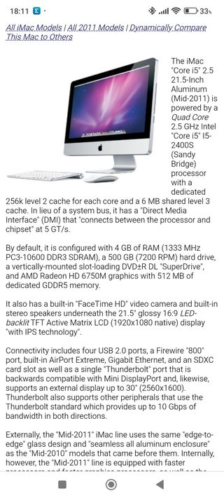 iMac A1311 21,5" 500Gb - 4GB RAM