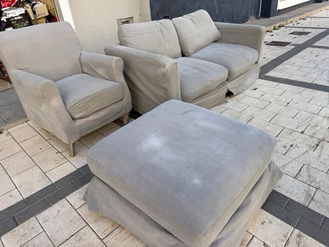 Sofá cama beige y gris