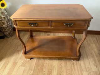 Mesa auxiliar madera - 2 cajones