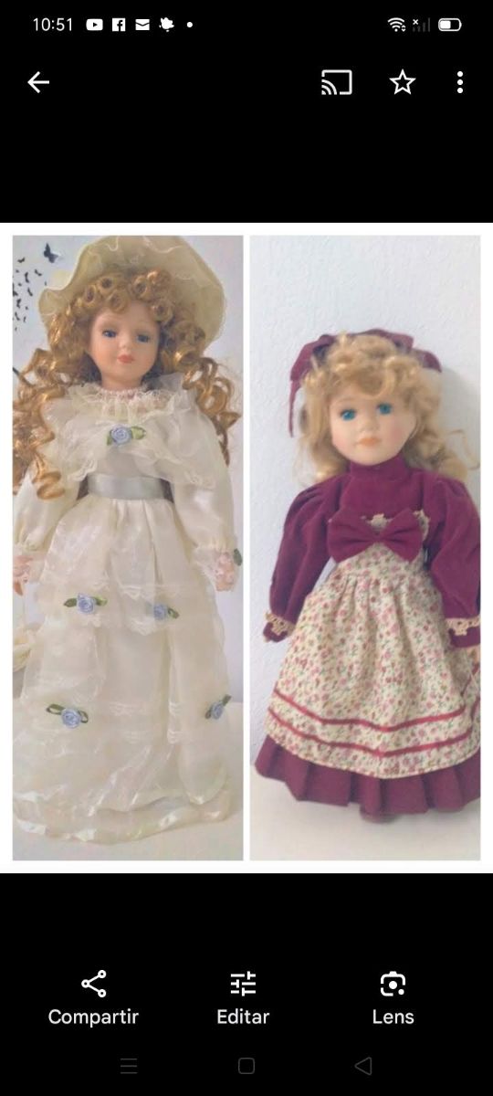 2 Muñecas Porcelana - Vestidos