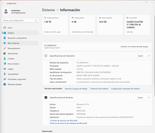 PC i7-7700 3.6GHz - 32GB RAM