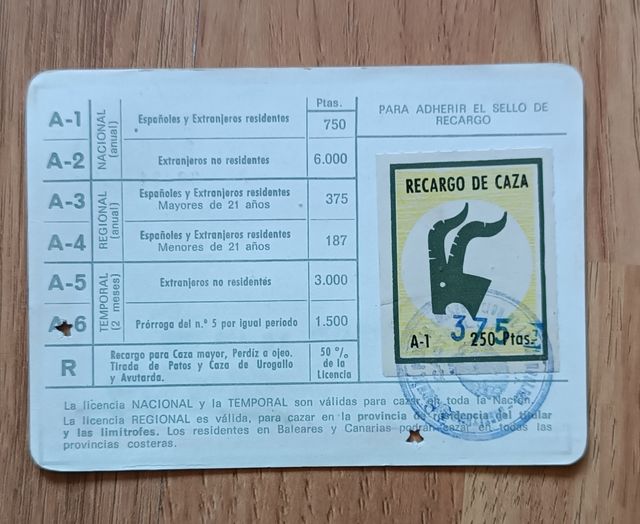 Licencias de Caza Antiguas '60s/'90s