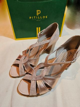 Pitillos - Zapatos tacón beige/dorado