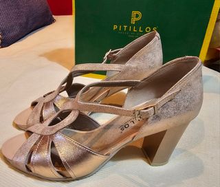 Pitillos - Zapatos tacón beige/dorado