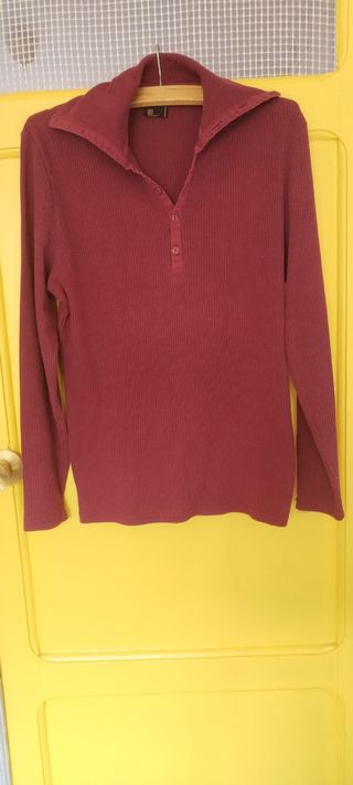 Jersey canalé rojo - Talla M