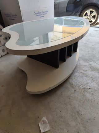 Mesa de centro moderna - blanco y azul