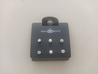 Pendientes Bijou Brigitte Plata/Blanco