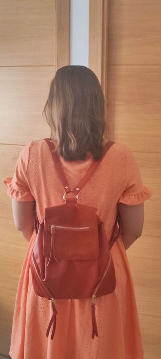 Mochila Zara mujer terracota 