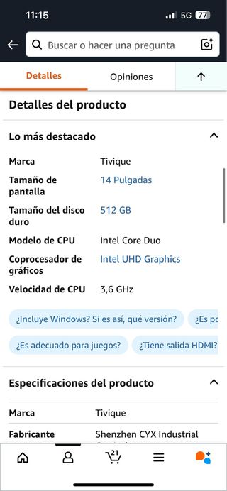 Portátil Tivique 14" 8GB-256GB