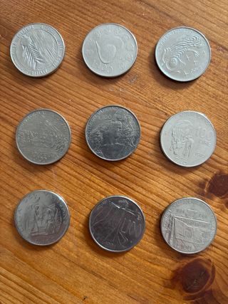 9 monete 100 lire italiane