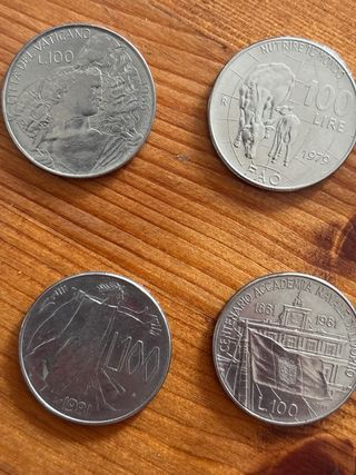 9 monete 100 lire italiane