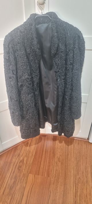 Abrigo astracán negro 3/4 mujer