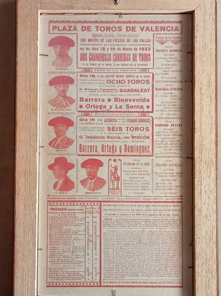 Cartel Taurino Valencia 1933