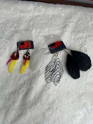 Pendientes plumas multicolor 4 pares