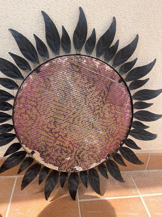 Espejo redondo vintage estilo sol  hierro oxidado
