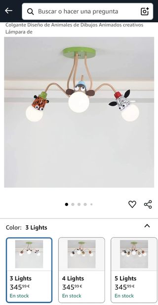 Lámpara infantil diseño animales