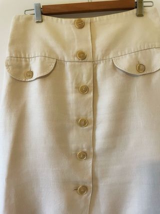 Falda midi Massimo Dutti  -lino beige